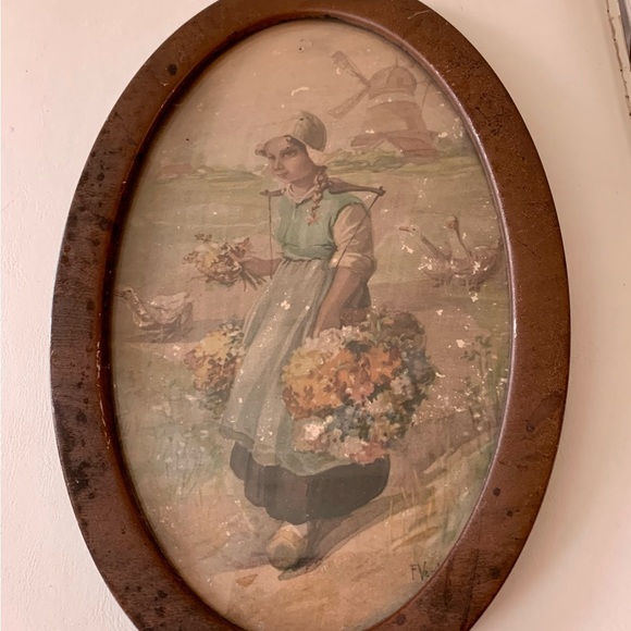 Vintage Metal Oval Picture From Holland 8/12 Inch - Picture 14 of 14